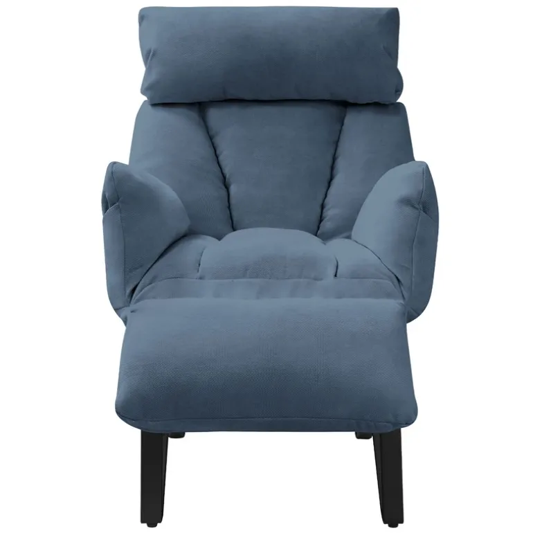Loungesessel mit Armlehnen Blau Relaxsessel mit Leinenbezug ML-Design