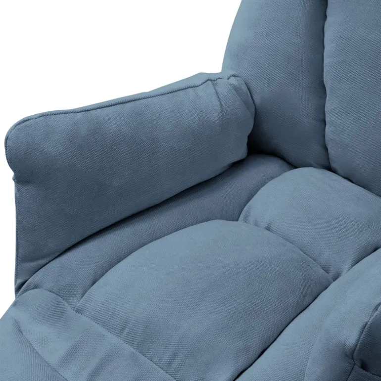 Loungesessel mit Armlehnen Blau Relaxsessel mit Leinenbezug ML-Design
