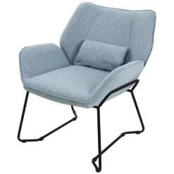 Loungesessel mit Armlehnen Blau Relaxsessel mit Leinenbezug ML-Design