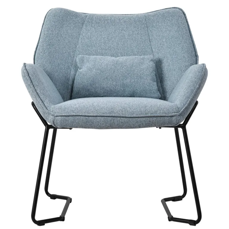 Loungesessel mit Armlehnen Blau Relaxsessel mit Leinenbezug ML-Design