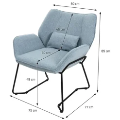 Loungesessel mit Armlehnen Blau Relaxsessel mit Leinenbezug ML-Design