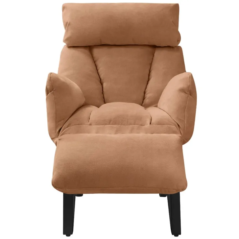 Loungesessel mit Armlehnen Braun Relaxsessel mit Leinenbezug ML-Design