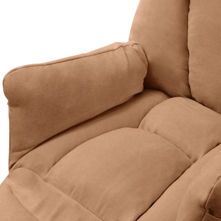 Loungesessel mit Armlehnen Braun Relaxsessel mit Leinenbezug ML-Design