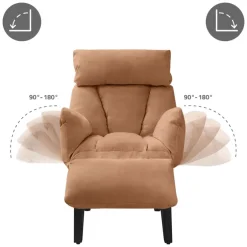Loungesessel mit Armlehnen Braun Relaxsessel mit Leinenbezug ML-Design