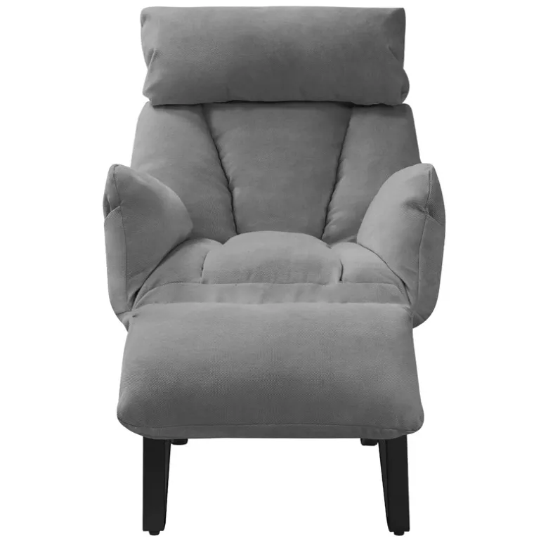 Loungesessel mit Armlehnen Grau Relaxsessel mit Leinenbezug ML-Design