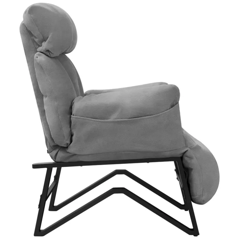 Loungesessel mit Armlehnen Grau Relaxsessel mit Leinenbezug ML-Design
