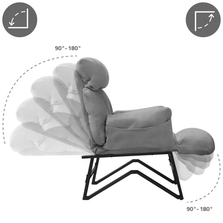 Loungesessel mit Armlehnen Grau Relaxsessel mit Leinenbezug ML-Design