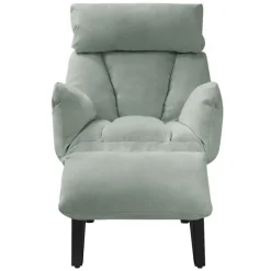 Loungesessel mit Armlehnen Grau/Grün Relaxsessel mit Leinenbezug ML-Design