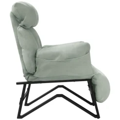 Loungesessel mit Armlehnen Grau/Grün Relaxsessel mit Leinenbezug ML-Design