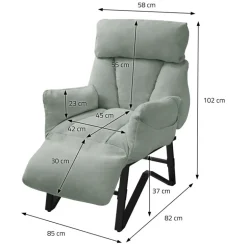 Loungesessel mit Armlehnen Grau/Grün Relaxsessel mit Leinenbezug ML-Design