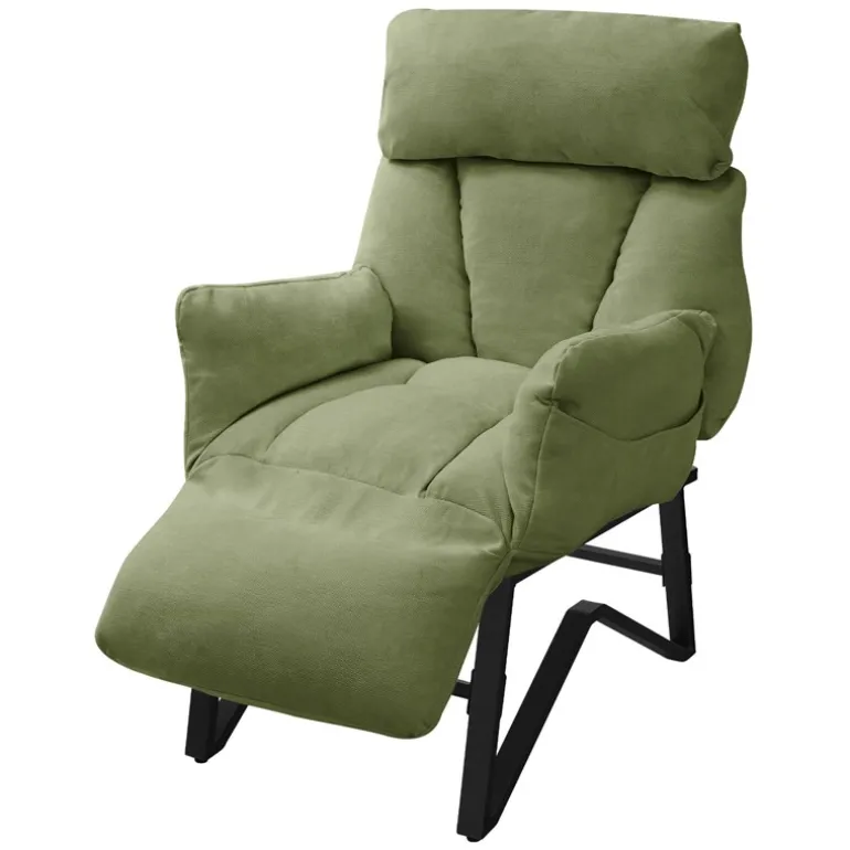 Loungesessel mit Armlehnen Grün Relaxsessel mit Leinenbezug ML-Design