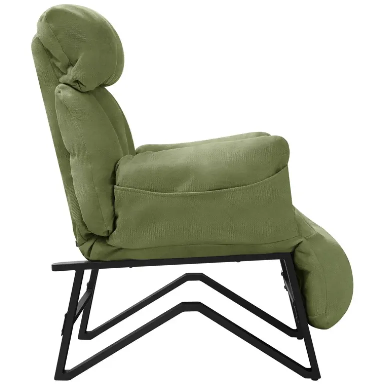 Loungesessel mit Armlehnen Grün Relaxsessel mit Leinenbezug ML-Design