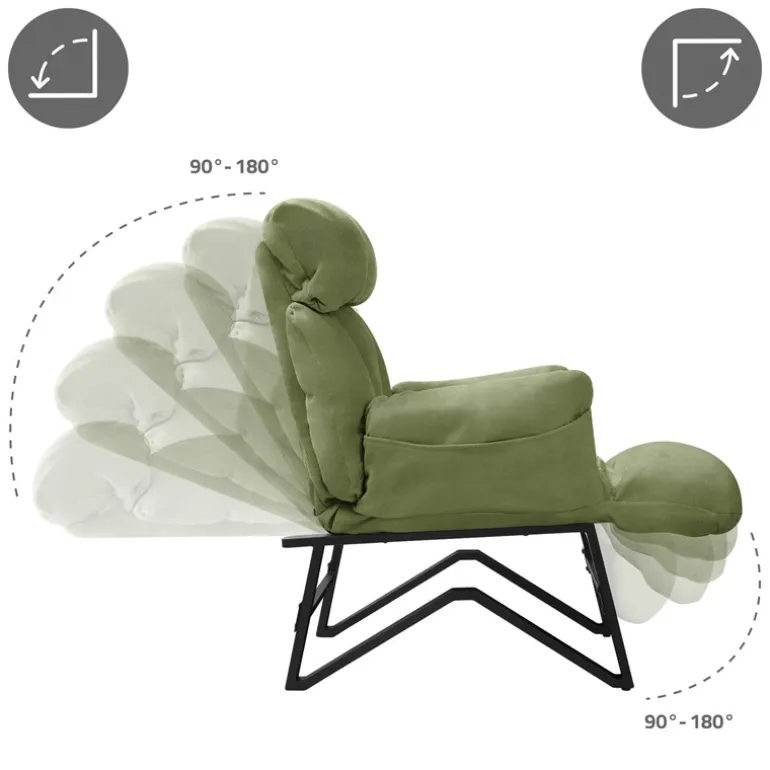 Loungesessel mit Armlehnen Grün Relaxsessel mit Leinenbezug ML-Design