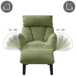 Loungesessel mit Armlehnen Grün Relaxsessel mit Leinenbezug ML-Design