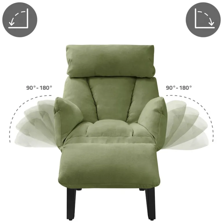 Loungesessel mit Armlehnen Grün Relaxsessel mit Leinenbezug ML-Design