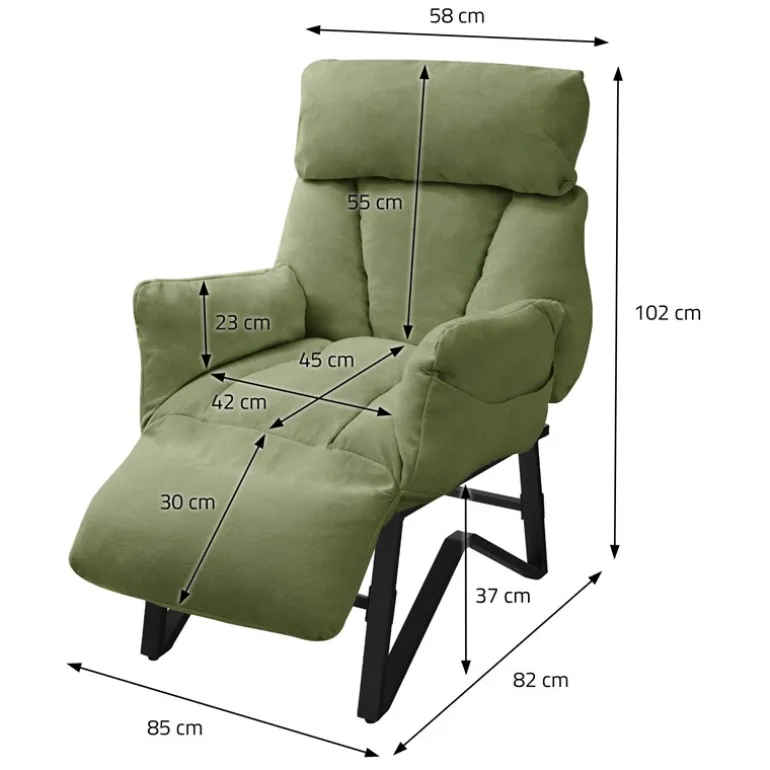 Loungesessel mit Armlehnen Grün Relaxsessel mit Leinenbezug ML-Design