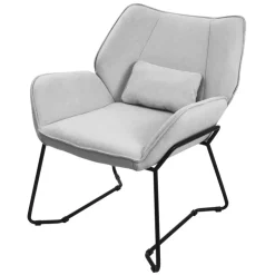 Loungesessel mit Armlehnen Hellgrau Relaxsessel mit Leinenbezug ML-Design