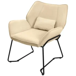 Loungesessel mit Armlehnen Rosa Relaxsessel mit Leinenbezug ML-Design