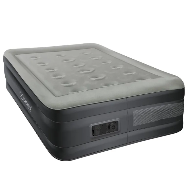 Luftmatratze Luftbett mit eingebauter Luftpumpe für 1 Person 196x97x47 cm Grau ML-Design