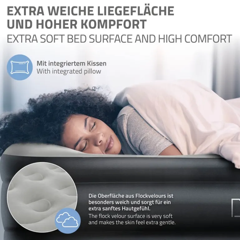 Luftmatratze Luftbett mit eingebauter Luftpumpe für 1 Person 196x97x47 cm Grau ML-Design