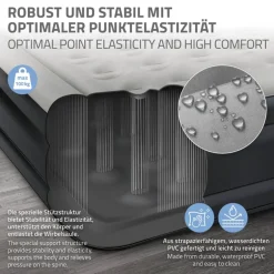 Luftmatratze Luftbett mit eingebauter Luftpumpe für 1 Person 196x97x47 cm Grau ML-Design