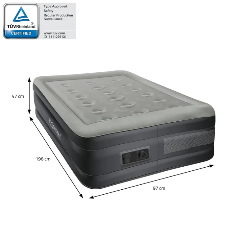 Luftmatratze Luftbett mit eingebauter Luftpumpe für 1 Person 196x97x47 cm Grau ML-Design