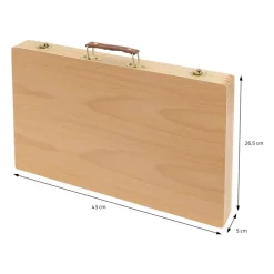 Malkoffer aus Holz 109-Teilig mit Kreiden, Buntstiften und Wasserfarben inklusive Zubehör