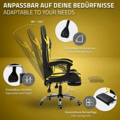 Massage Gaming Stuhl Schwarz/Gelb aus PU-Leder ML-Design