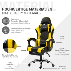 Massage Gaming Stuhl Schwarz/Gelb aus PU-Leder ML-Design