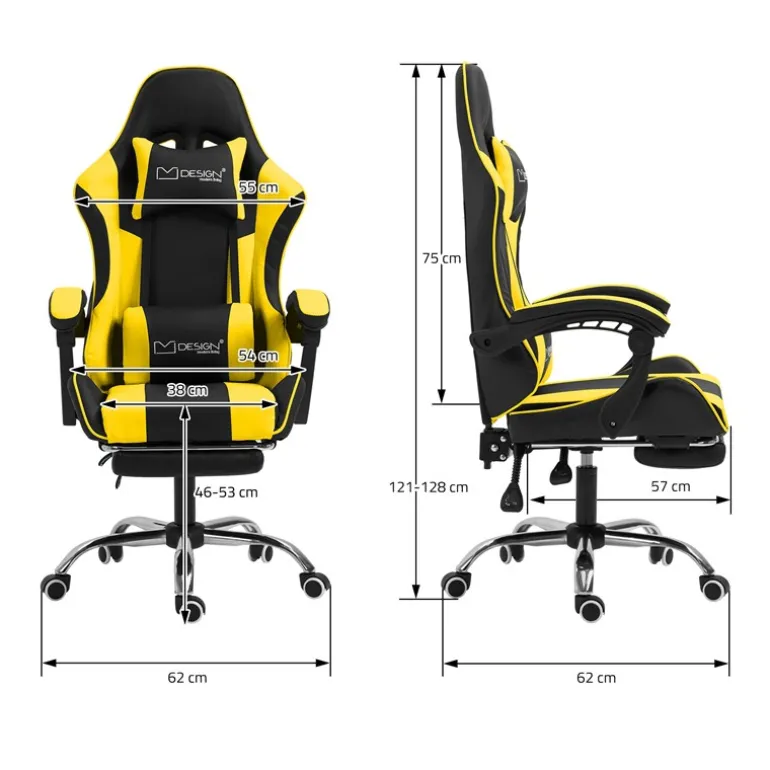 Massage Gaming Stuhl Schwarz/Gelb aus PU-Leder ML-Design