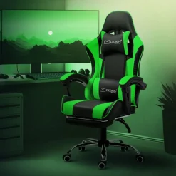 Massage Gaming Stuhl Schwarz/Grün aus PU-Leder ML-Design