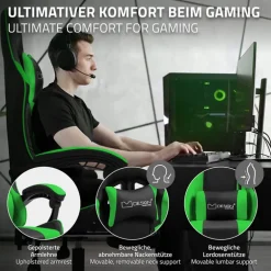 Massage Gaming Stuhl Schwarz/Grün aus PU-Leder ML-Design