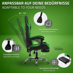 Massage Gaming Stuhl Schwarz/Grün aus PU-Leder ML-Design