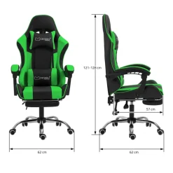 Massage Gaming Stuhl Schwarz/Grün aus PU-Leder ML-Design