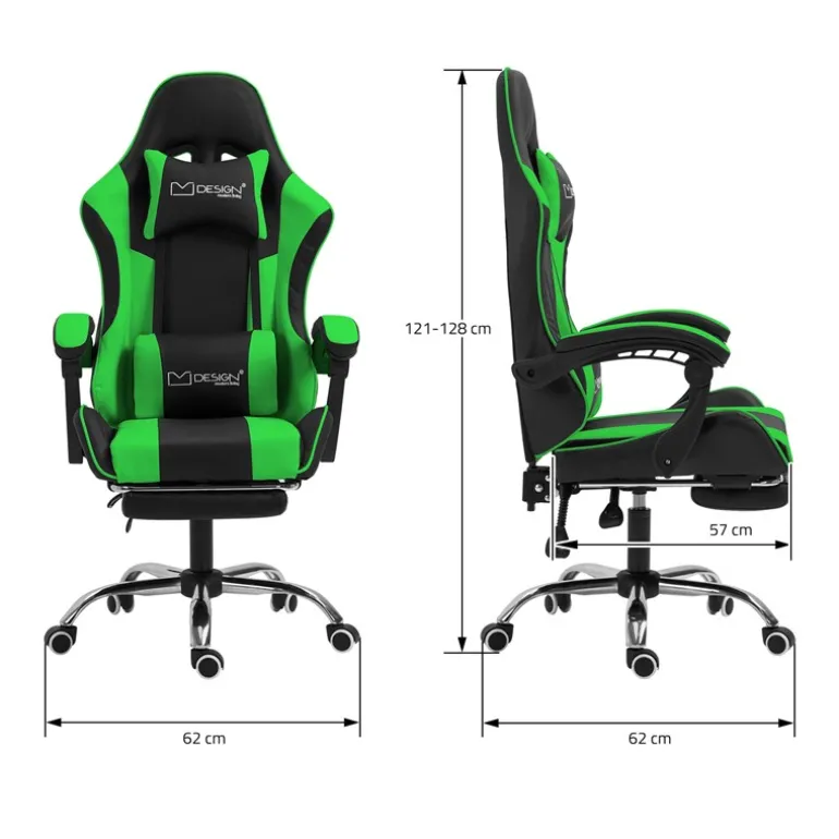Massage Gaming Stuhl Schwarz/Grün aus PU-Leder ML-Design