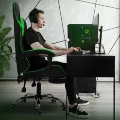 Massage Gaming Stuhl Schwarz/Grün aus PU-Leder ML-Design