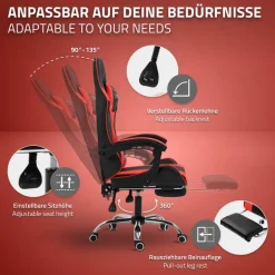 Massage Gaming Stuhl Schwarz/Rot aus PU-Leder ML-Design