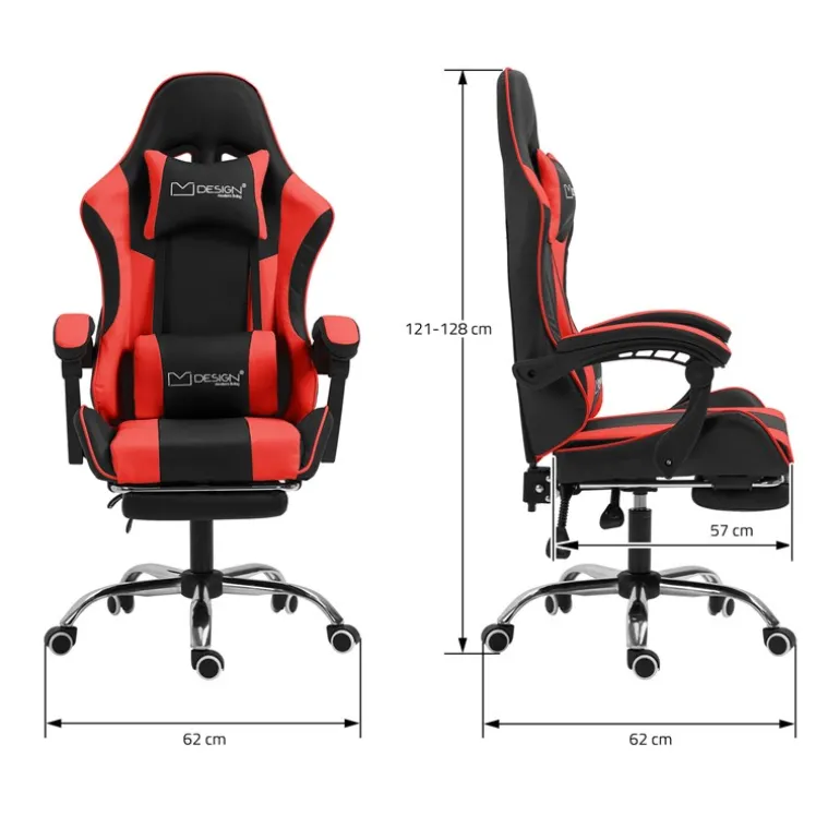 Massage Gaming Stuhl Schwarz/Rot aus PU-Leder ML-Design