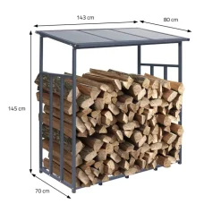 Metall Kaminholzregal 143x145x70 cm Anthrazit ML-Design