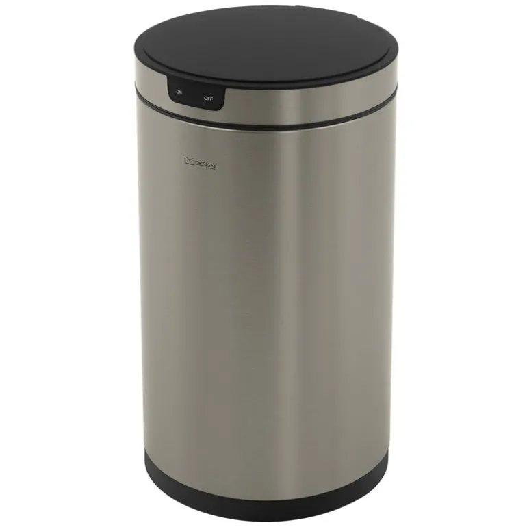 Mülleimer mit Sensor 30L rund aus Edelstahl, Silber, Automatisches Öffnen & Schließen ML-Design