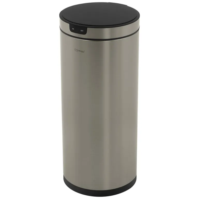 Mülleimer mit Sensor 40L rund aus Edelstahl, Silber, Automatisches Öffnen & Schließen ML-Design