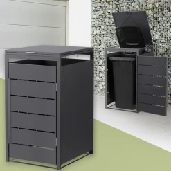 Mülltonnenbox 1er bis 240 Liter 68x80x120 cm aus Stahl in Anthrazit ML-Design