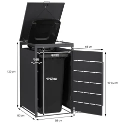 Mülltonnenbox 1er bis 240 Liter 68x80x120 cm aus Stahl in Anthrazit ML-Design