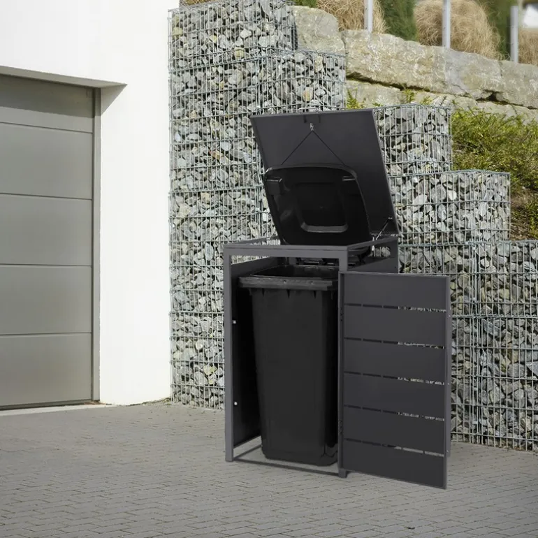 Mülltonnenbox 1er bis 240 Liter 68x80x120 cm aus Stahl in Anthrazit ML-Design