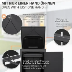 Mülltonnenbox 1er bis 240 Liter 68x80x120 cm aus Stahl in Anthrazit-Holzoptik ML-Design