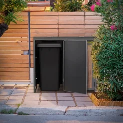 Mülltonnenbox 2er bis 240 Liter 132x80x120 cm aus Stahl in Anthrazit-Eiche dunkel ML-Design