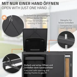 Mülltonnenbox 2er bis 240 Liter 132x80x120 cm aus Stahl in Anthrazit-Holzoptik ML-Design