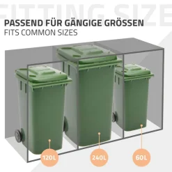 Mülltonnenbox 3er bis 240 Liter 196x80x120 cm aus Stahl in EAnthrazit-Holzoptik ML-Design