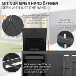 Mülltonnenbox 3er bis 240 Liter 196x80x124 cm aus Stahl in Anthrazit ML-Design