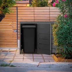 Mülltonnenbox 3er bis 240 Liter 196x80x124 cm aus Stahl in Anthrazit ML-Design